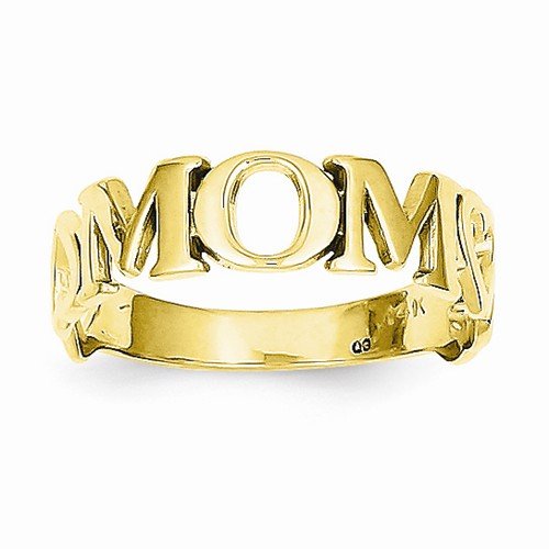 Solid 14k Yellow Gold Polished Mom Ring (2 to 6mm)