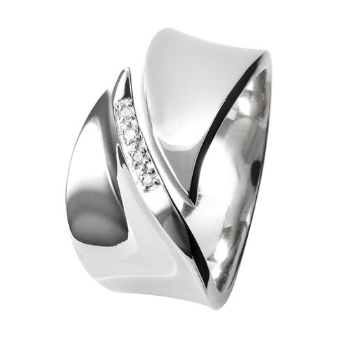 Hot Diamonds High Polished Ring Set, Rhodium-Plated Sterling Silver