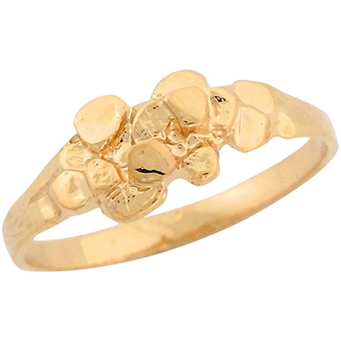 14k Real Yellow Gold Small Dainty Nugget Cute Ladies Ring