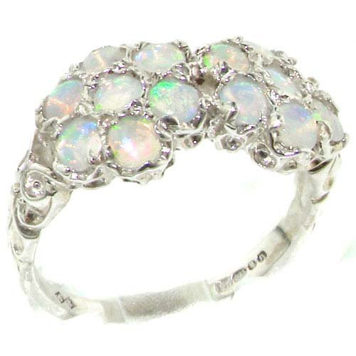 925 Sterling Silver Real Genuine Opal Womens Band Ring