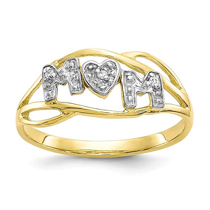 ICE CARATS 10kt Yellow Gold Mom Band Ring Fine Jewelry Ideal Gifts For Women Gift Set From Heart