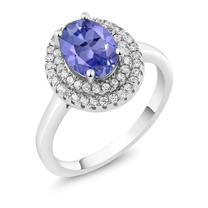 2.36 Ct Oval Blue Tanzanite 925 Sterling Silver Ring (Available 5,6,7,8,9)