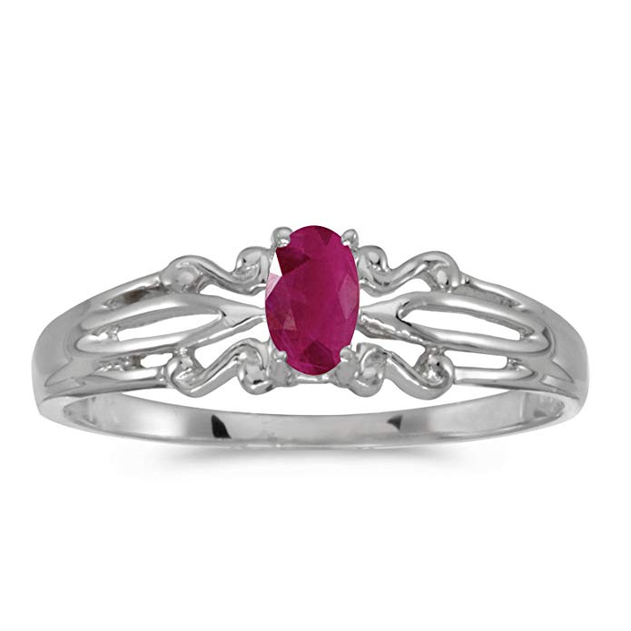 10k White Gold Oval Ruby Ring