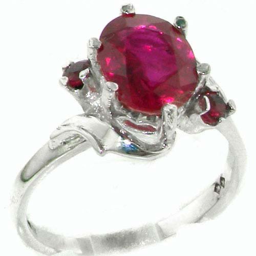 925 Sterling Silver Natural Ruby Womens Trilogy Ring - Sizes 4 to 12 Available