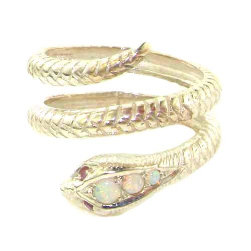 925 Sterling Silver Real Genuine Opal and Ruby Womens Band Ring
