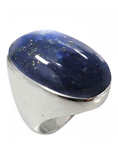 Sterling Silver Ring with Oval Lapis Lazuli Stone (BTS-NRB5973/LP/R)