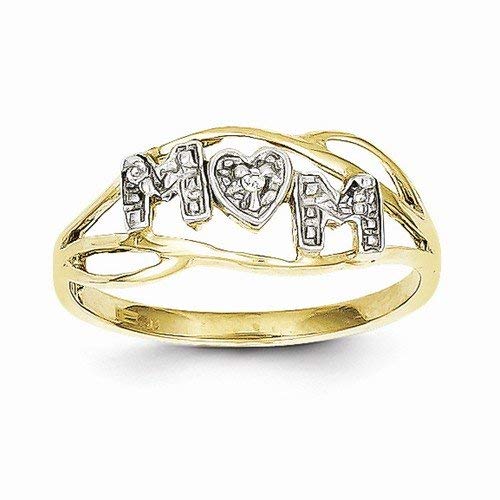 10k Yellow & White Two Tone Gold Mom Ring (2 to 8 mm)
