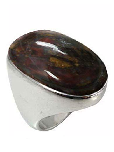 Sterling Silver Ring with Oval Pietersite Stone (BTS-NRB5973/PIT/R)