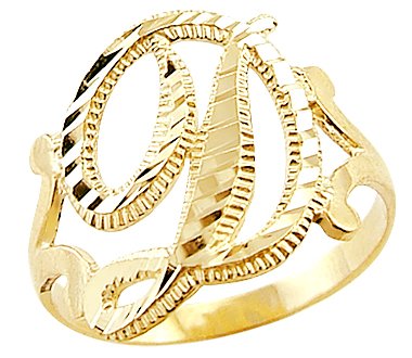 14k Yellow Gold Initial Letter Ring 