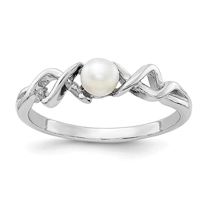 14k White Gold 4mm Freshwater Cultured Pearl ring