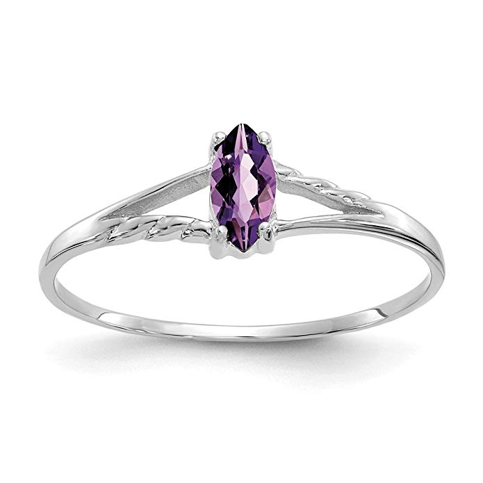 ICE CARATS 14kt White Gold Purple Amethyst Birthstone Band Ring Stone February Marquise Fine Jewelry Ideal Gifts For Women Gift Set From Heart
