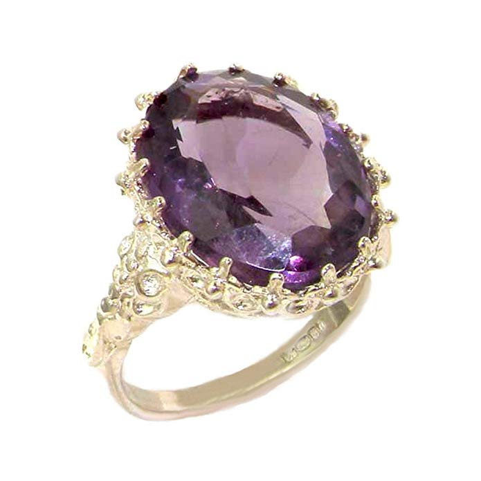 925 Sterling Silver Real Genuine Amethyst Womens Band Ring