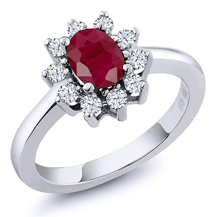 1.32 Ct Oval Red Ruby 925 Sterling Silver Ring