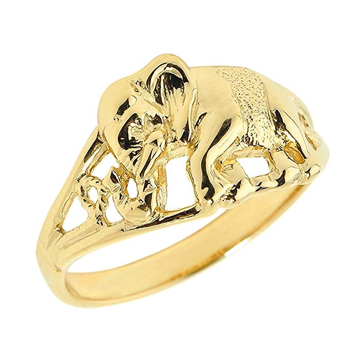 10k Yellow Gold Open Design Indian Elephant Ring