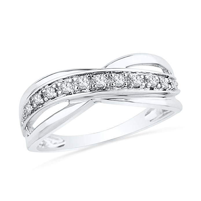 Sterling Silver Round Diamond Twisted Fashion Ring (1/6 cttw)