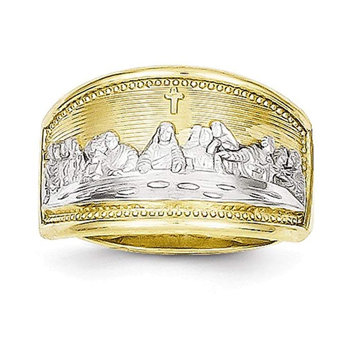 Jewelry Adviser Rings 10k & Rhodium Ladies Last Supper Ring