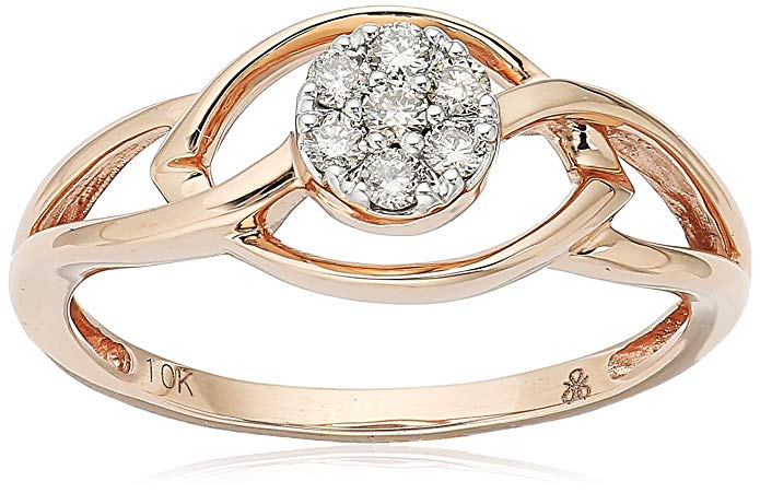 10k Rose Gold Round-Cut Diamond Fashion Ring