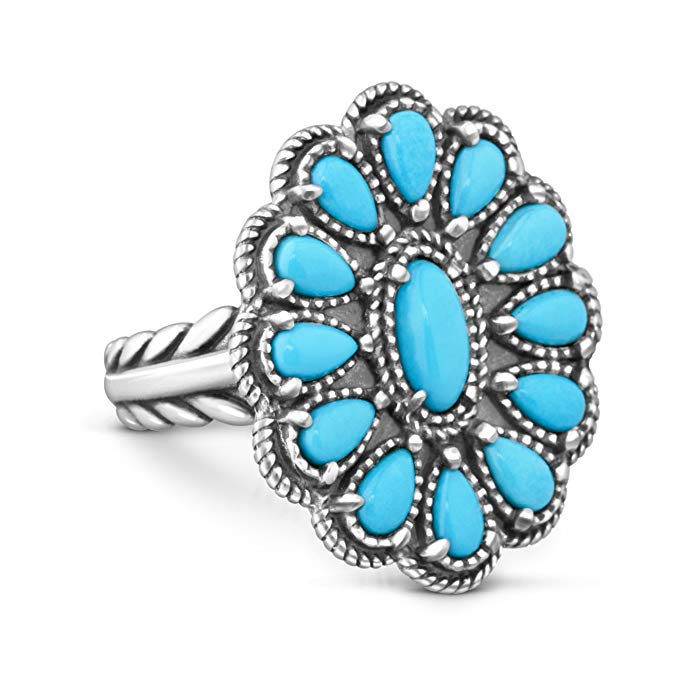 American West Sleeping Beauty Turquoise Cluster Ring