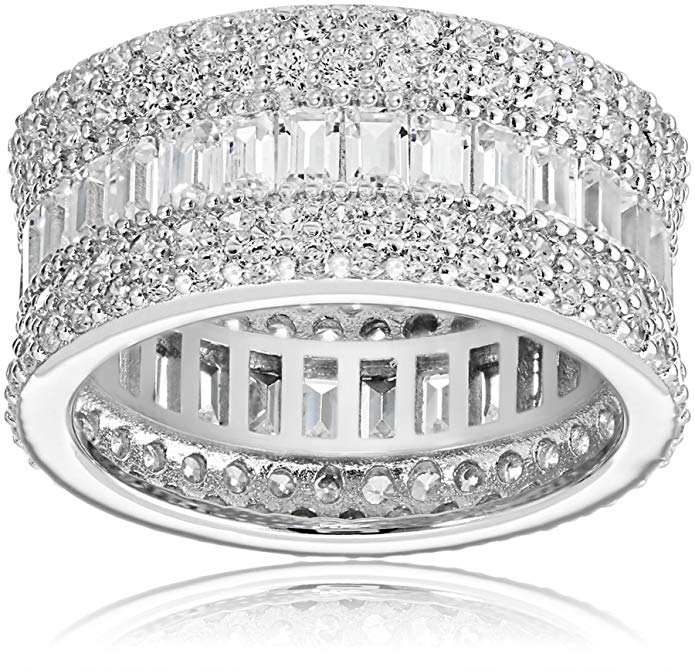 Charles Winston Sterling Silver, Cubic Zirconia Baguette & Round Band, 5.60 ct. tw.