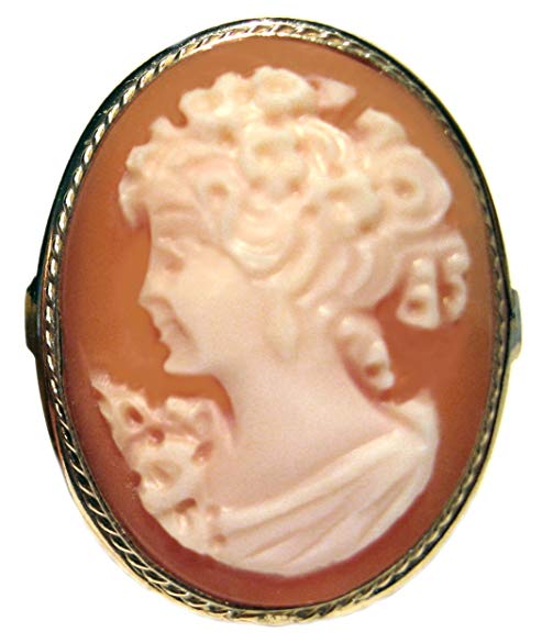 Cameo Ring Size 7.5 Reflection of Youth Master Carved, Carnelian Shell Italian Sterling Silver