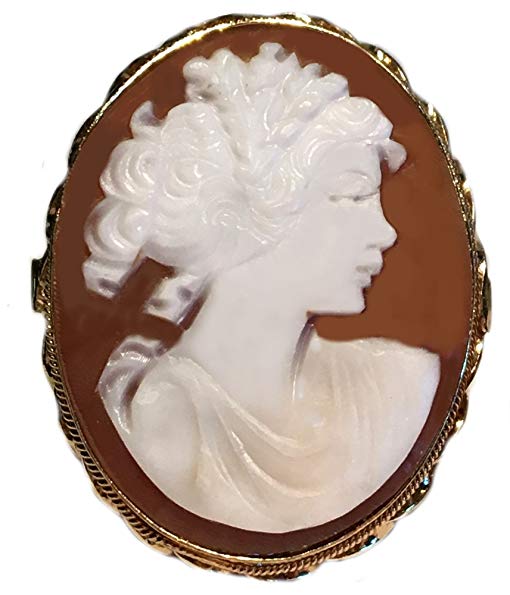 Cameo Ring Master Carved, Sardonyx Shell Sterling Silver 18k Gold Overlay Size 8 Italian