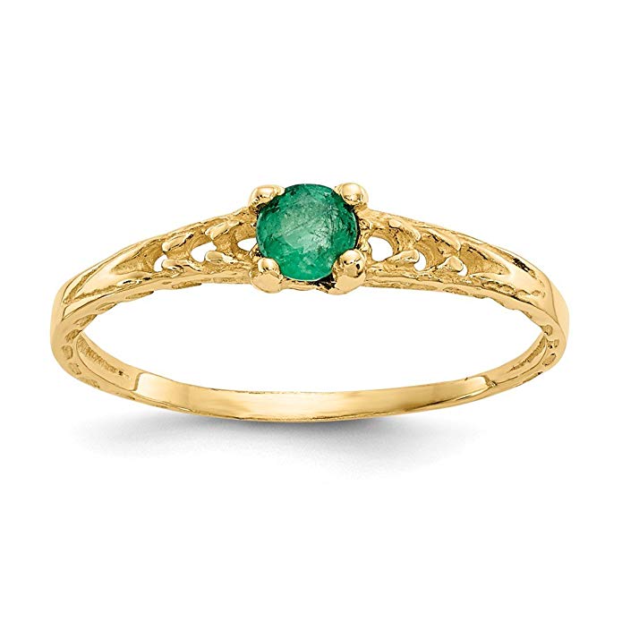 ICE CARATS 14kt Yellow Gold 3mm Green Emerald Birthstone Baby Band Ring May Fine Jewelry Ideal Gifts For Women Gift Set From Heart
