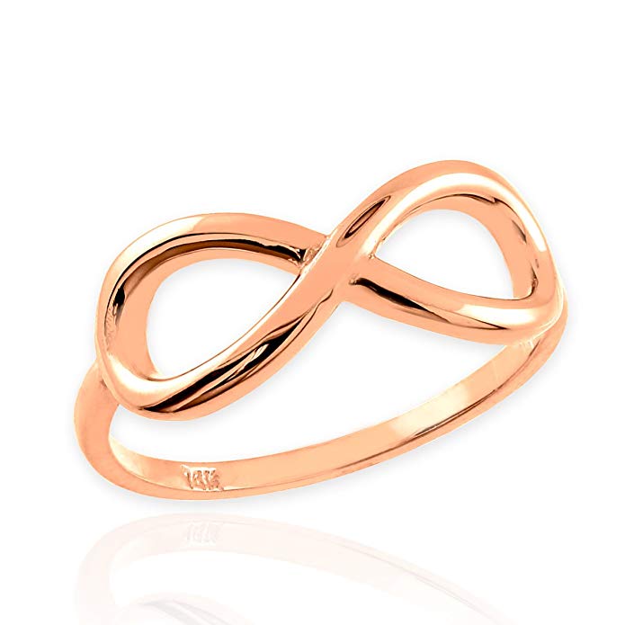 High Polish 14k Rose Gold Infinity Ring for Women